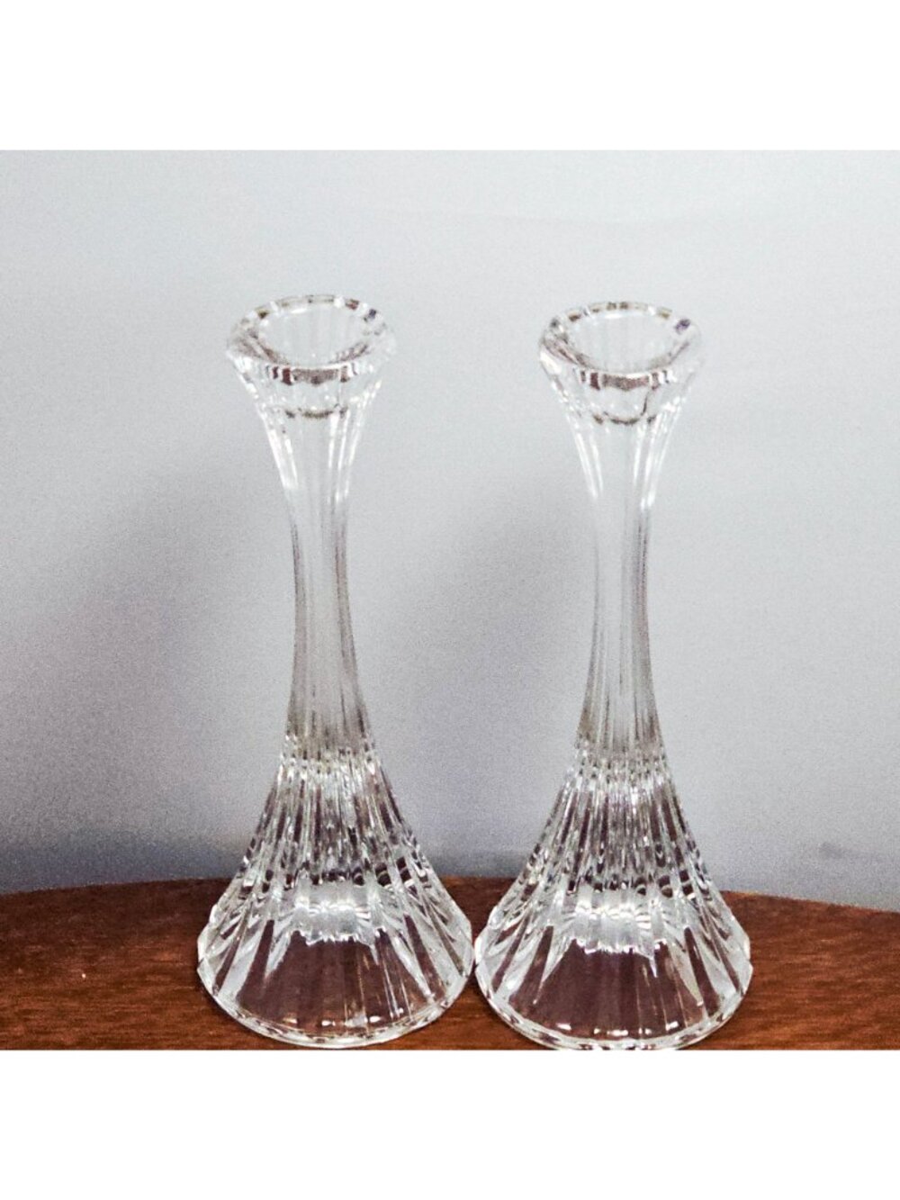 2 Mikasa Park Lane Candlesticks 8" taper candleholder Art Deco regency glam ribb - Picture 4 of 5